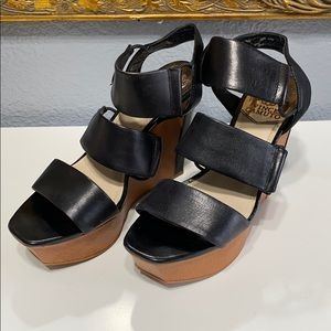 Vince Camuto Black Wedge Sandals